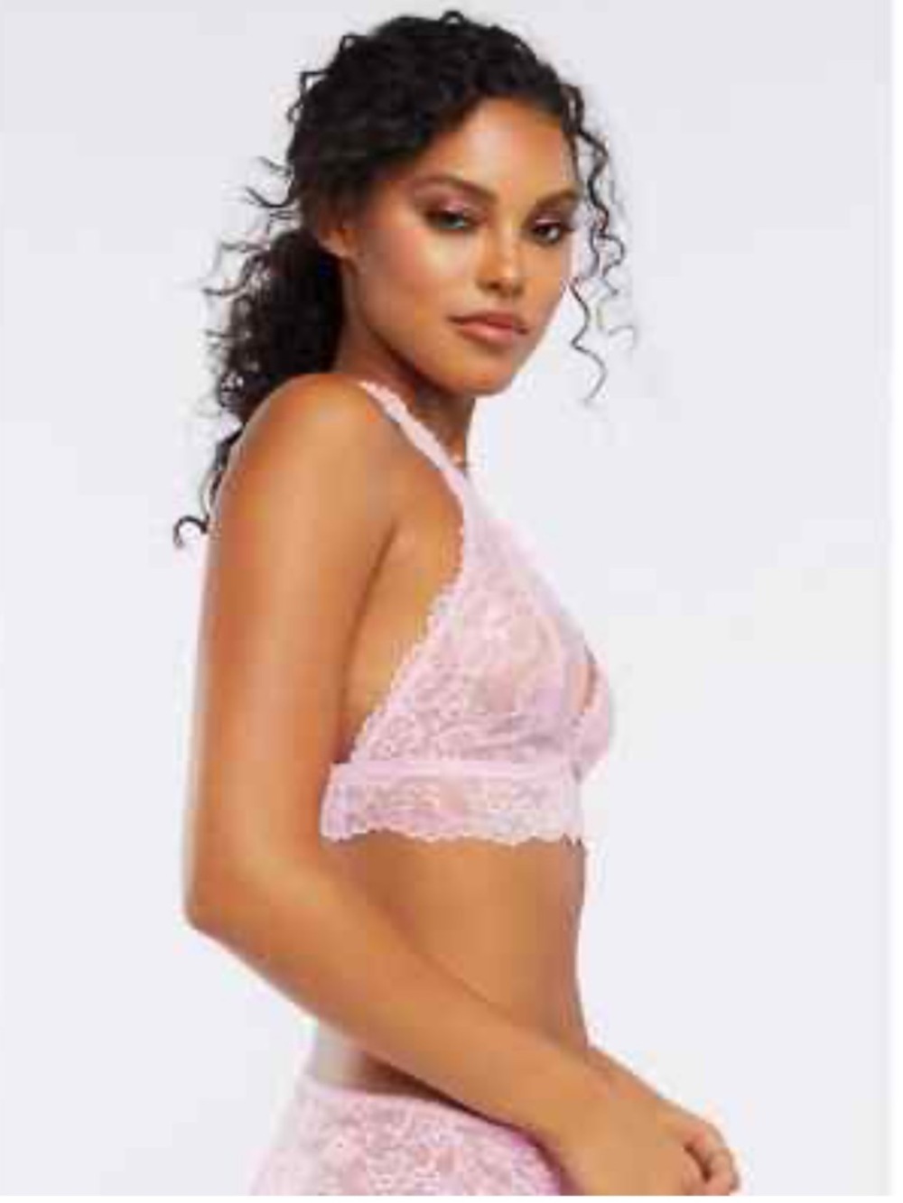 Savage X Fenty Unicorn Lavender Pink Floral Lace Racerback Bralette Size L - Picture 10 of 11